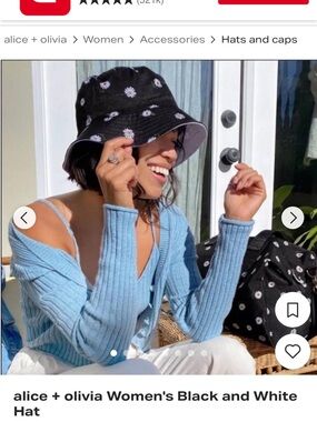 Alice + Olivia Daisy Bucket Hat Black Floral NWT Women’s One Size